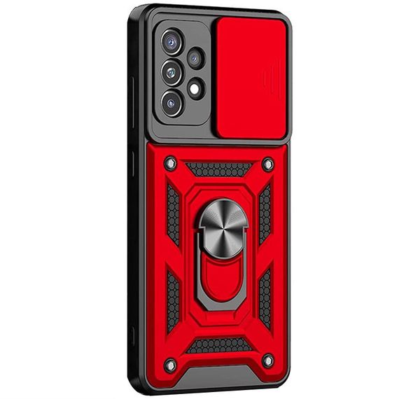 Ударостійкий чохол Camshield Serge Ring для Samsung Galaxy A53 5G TPU+PC, Шторка на камеру, Червоний
