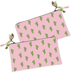 Косметичка жіноча Кактусы на розовом фоне 20х12 см (K_EX018)