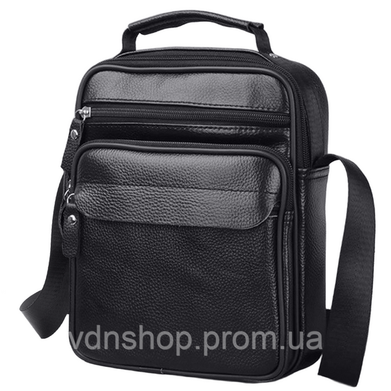 Чоловіча шкіряна барсетка через плече 22х26х9, месенджер з ручкою Bexhill Bx-66503 чорний | Зображення 1