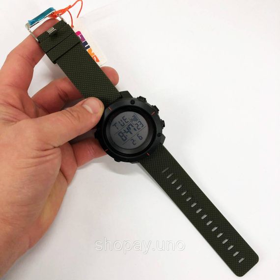 Годинник наручний чоловічий SKMEI 1213AG ARMY GREEN BIG SIZE, брендовий чоловічий годинник. Колір: зелений | Зображення 3