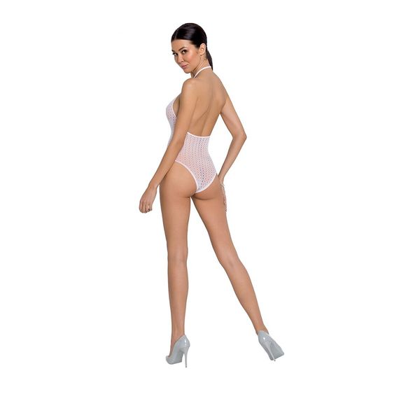 Бодістокінг з декольте Passion BS088 white, імітація корсетної шнурівки, One size | Зображення 3