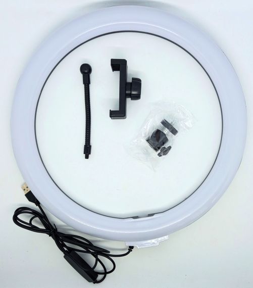 Лампа селфі LED кільцева світлодіодна кільце 32 см з тримачем для телефона та кріпленням під штатив | Зображення 6