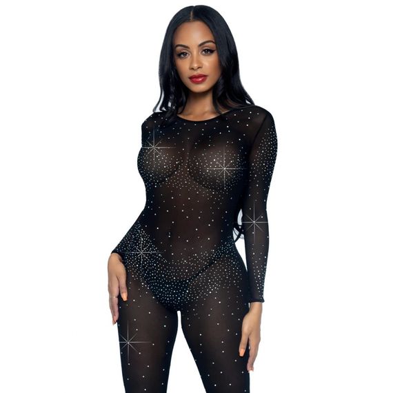 Комбінезон сексуальний Leg Avenue Sheer Rhinestone, XS, зі стразами, чорний sexstyle | Зображення 3