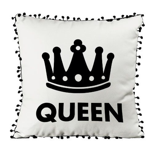 Подушка із мішковини з помпонами Queen 45x45 см (45PHBP_URB002)