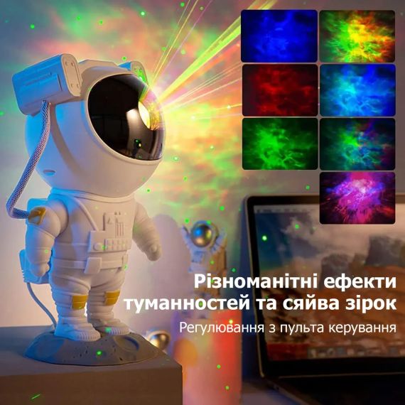 Ночник проектор звездного неба БОЛЬШОЙ Космонавт – лазерный светильник проектор астронавт с пультом | Зображення 4