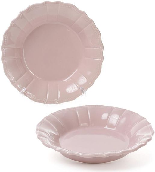 Набір 6 глибоких тарілок Leeds Ceramics SUN Ø23см, кам'яна кераміка (рожевий-попелястий)