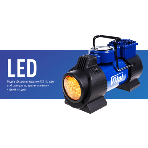 Компресор "ViTOL" К-60 150psi/15Amp/40л/лiхтар/прикурювач | Зображення 6