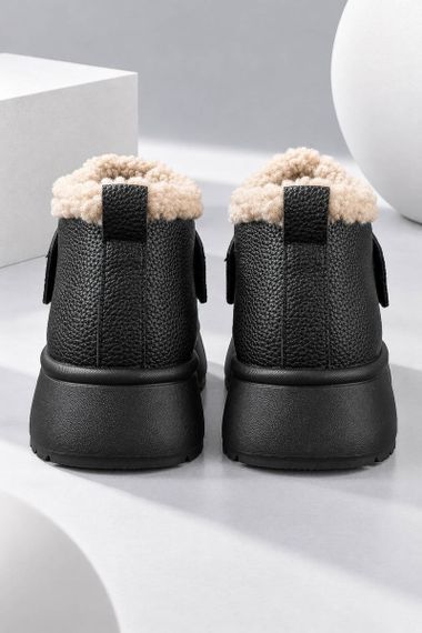 Черевики жіночі на хутрі шкіра, колір чорно-бежевий, 248RE640-10 | Зображення 3