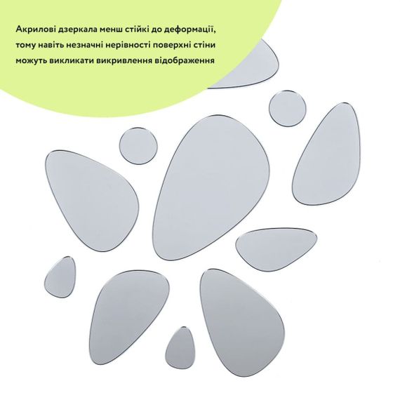 Дзеркальний декор акриловий самоклеючий Камінці срібло, 12шт (D) SW-00002496 | Зображення 1