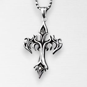 Ретро крест подвеска-тотем с цепочкой в виде древнего креста "Огнем и Крестом" 5.5 см