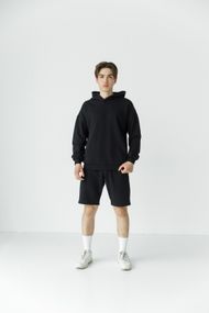 Чоловічий костюм худі з шортами колір чорний р.XL 438367