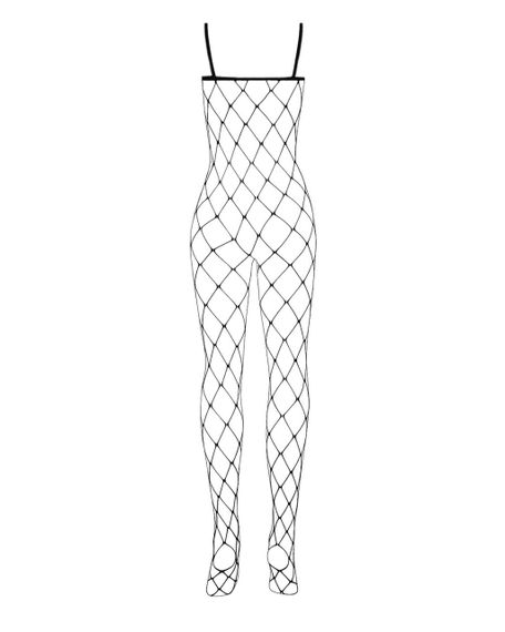 Бодістокінг з великим вічком і відкритими грудьми Obsessive Bodystocking N102 S/M/L, чорний, комбіне | Зображення 3