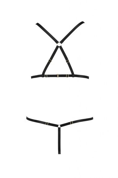 Комплект білизни зі стреп-стрічками та відкритим доступом S/M ARMANDA SET black S/M - Passion | Зображення 3