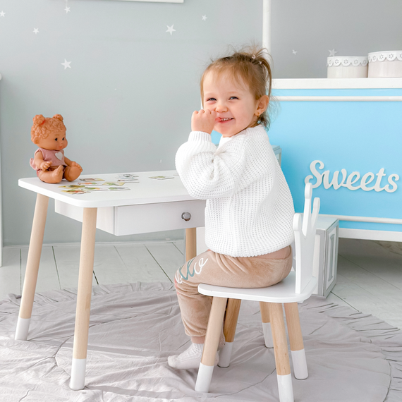 Дитячий столик і стільчик корона білий. Столик із шухлядою для олівців і розмальовок 66928 | Зображення 3