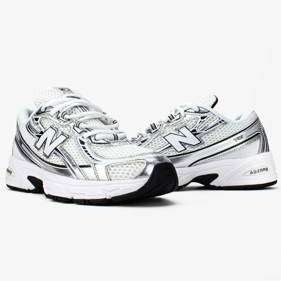 Кросівки весна літо New Balance сітка білий/сріблястий/чорний | Зображення 1