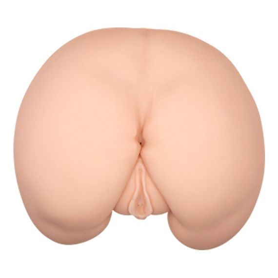 Мастурбатор попка с двумя отверстиями с вибрацией, бежевый, 25 × 22 см Sex Aura | Зображення 4