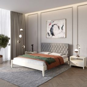 Полуторне дерев&#039;яне ліжко Mebigrand Венеція ДК Айворі (S0505Y30R)/Аляска 93 (Сірий) 120х190 см