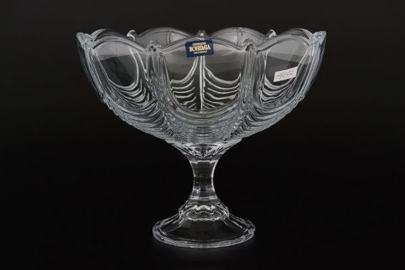 Фруктовница конфетница на ножке стеклянная Bohemia Orion 22 см прозрачное блюдо для фруктов 69004/99001/220 | Зображення 1