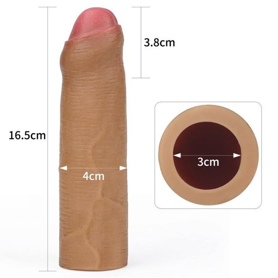 Насадка на член - Revolutionary Silicone Nature Extender Add 1" Brown Sex Aura | Зображення 5
