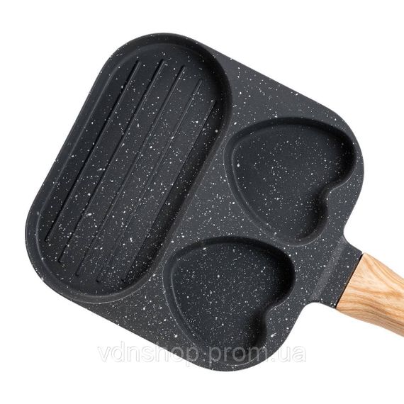 Сковорода квадратна порційна на 3 секції з антипригарним покриттям сіра HP39569C | Зображення 4