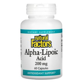 Альфа-ліпоєва кислота Natural Factors Alpha-Lipoic Acid, 200 mg, 60 Capsules