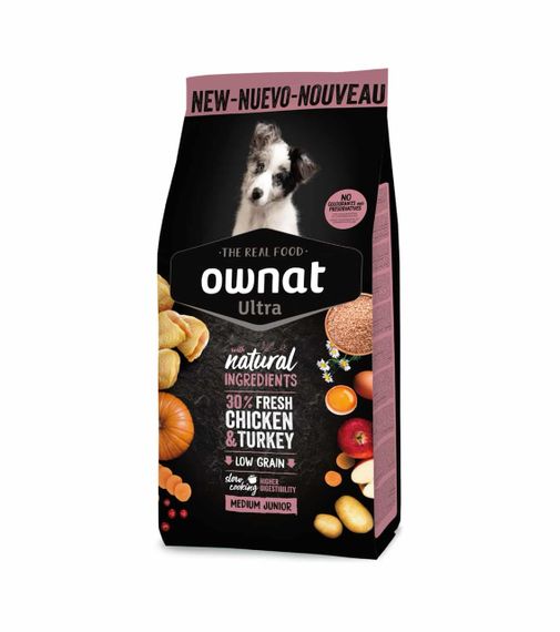 Сухой корм для щенят средних пород с курицей Ownat Ultra Puppy Medium, 12 кг