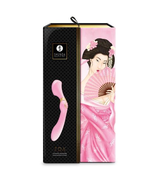Вібромасажер Shunga Zoa Light Pink, двосторонній, для універсальної стимуляції та еротичного масажу | Зображення 9
