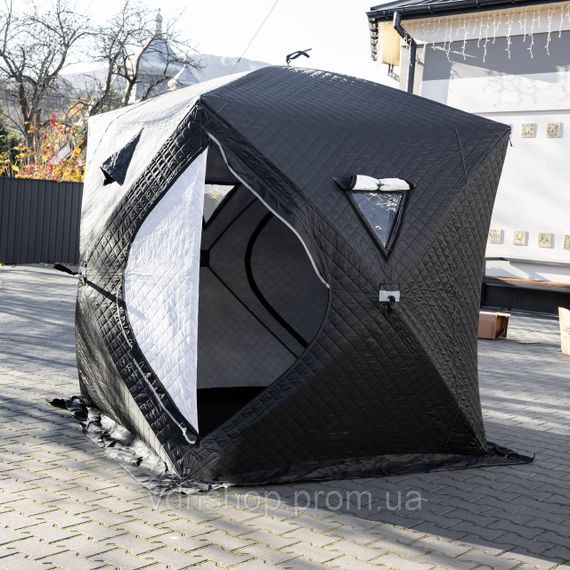 Намет зимовий утеплений "куб" 210х210х210 для рибалки туризму кемпінгу та подорожей Чорний LU-BD18B | Зображення 1