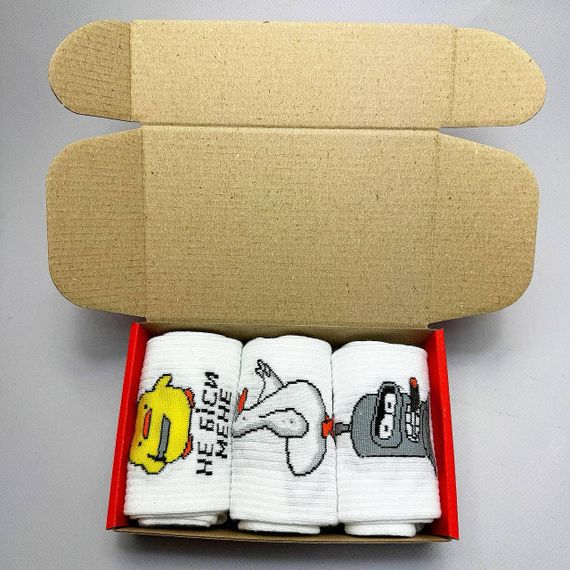 Подарочный набор мужских носков в коробке размер 40-45 3 пары цвет белый  ч3бокс044 | Зображення 4