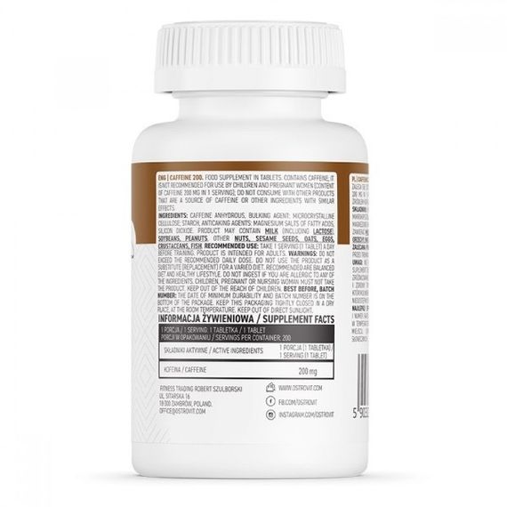 Комплекс до тренування OstroVit Caffeine 200 200 Tabs | Зображення 1
