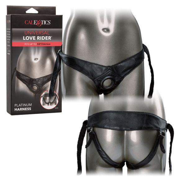 Трусики для страпона Universal Love Rider Platinum Harness, кожзам, черные Sex Aura