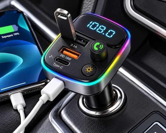 FM-трансмітер Bluetooth HM103 зі швидким заряджанням | Зображення 5
