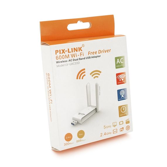 Бездротовий мережевий адаптер Wi-Fi-USB Merlion LV-UAC03D,RTL8811CU, з 2-ма антенами 10см,802.11bgn ,600MB,2.4 GHz,Blister | Зображення 2