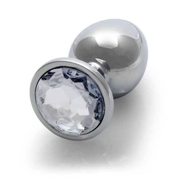 Металева анальна пробка Round Gem, розмір M, сріблясто-білий колір Ouch! (Нідерланди) Sex Aura | Зображення 3