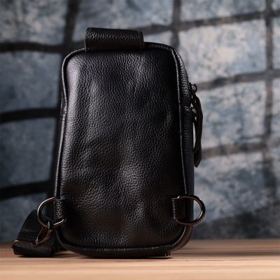 Сумка Vintage Слінг для чоловіків з натуральної шкіри Чорна (sale_15105) | Зображення 5