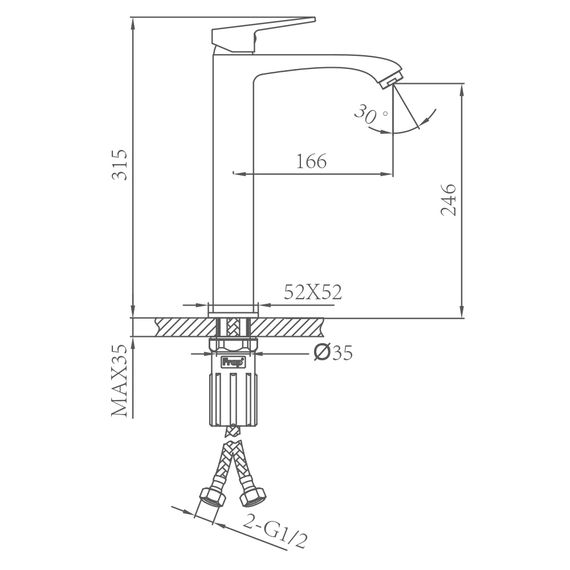 Змішувач для умивальника Frap F1076-23 | Зображення 1