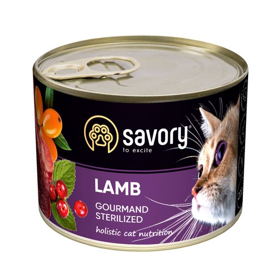 Корм Savory Cat Adult Sterilized Lamb вологий з ягнятком для стерилізованих котів 200 гр