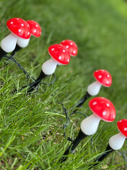 Декоративная гирлянда «Мухоморы» с солнечной батареей, 8 режимов свечения 6 шт | Зображення 9