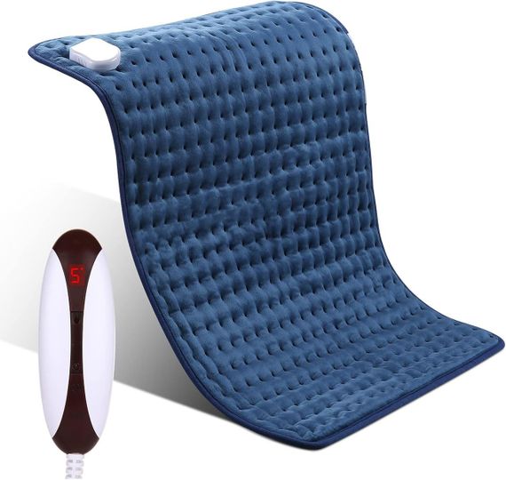 Электрогрелка CURECURE 50x60 см автоматическим отключением 5 уровней нагрева для спины шеи и плеч хлопок синяя