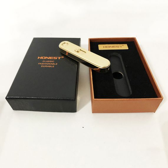 USB запальничка в подарунковій упаковці "Honest" 77127. Колір: золотий | Зображення 2