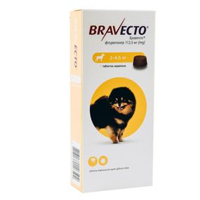 Таблетки от блох и клещей Bravecto (Бравекто) для собак весом от 2 до 4.5 кг