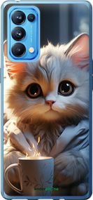 Чохол на Oppo Reno5 Pro Білий кіт "5646u-2239-2448"
