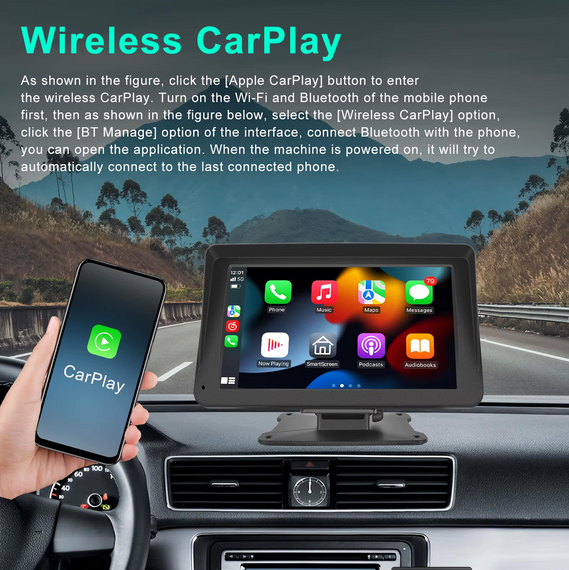 Автомобільна магнітола Podofo, Apple Carplay і Android Auto, 7-дюйм. сенсорний HD-екран | Зображення 9