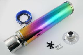 Глушник (тюнінг) 420*100mm, креп. Ø78 mm (неіржавка, веселка, прямоток, mod:13)