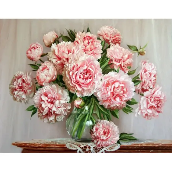 Алмазная мозаика Пионы в вазе 40х50 см ColorArt SP002 | Зображення 1
