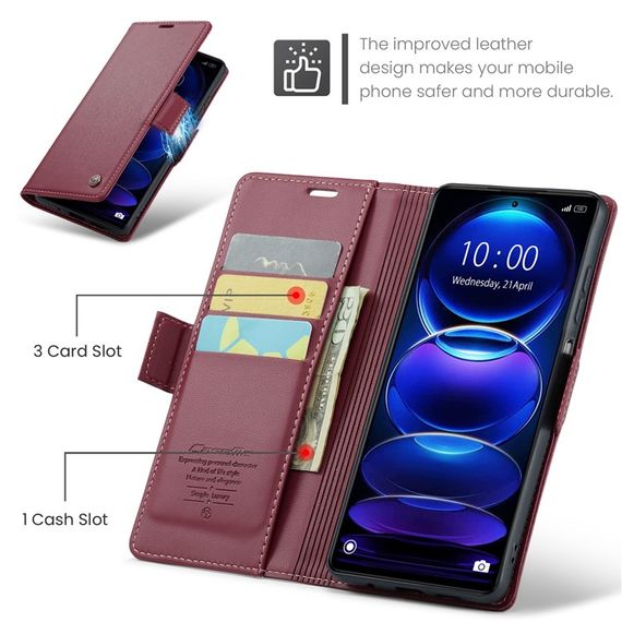 Кожаный чехол-книжка Retro Case для Xiaomi Redmi Note 12 Pro 5G / Poco X5 Pro цвет Красный | Зображення 7