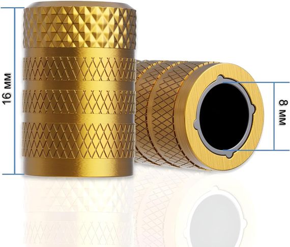 Защитные металлопластиковые колпачки Primo на ниппель, золотник автомобильных колес - Gold | Зображення 3