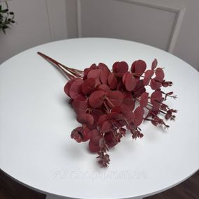 Букет евкаліпту штучний для декору 5шт/уп. Колір: бордовий LP-85