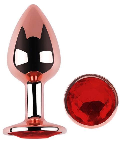 Анальная пробка с кристаллом EGZO - Rose Gold Round Plug Red size S sexstyle | Зображення 1