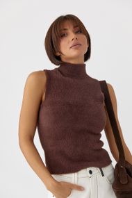 Жіноча жилетка із альпаки - коричневий цвет, ONE SIZE (є розміри)